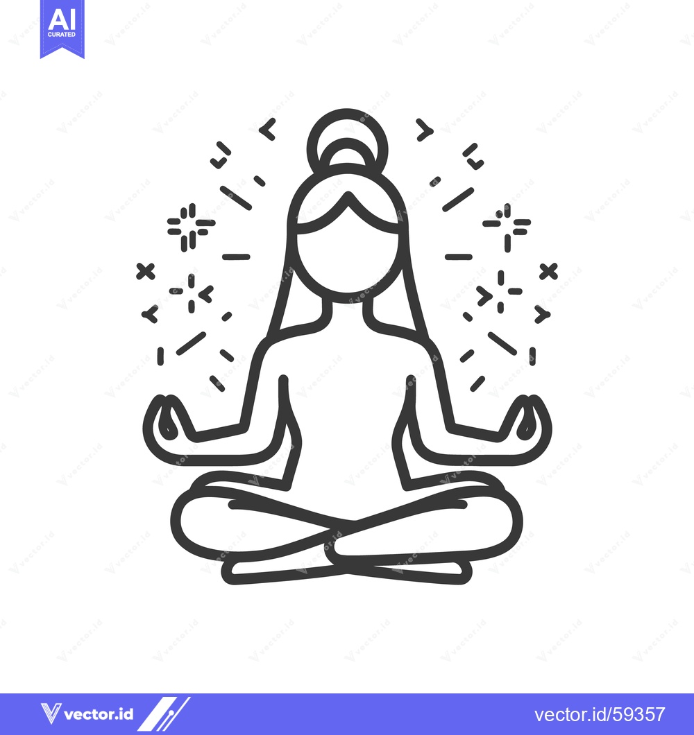 Premium Vector of A stylized female figure sitting in meditation position with energy