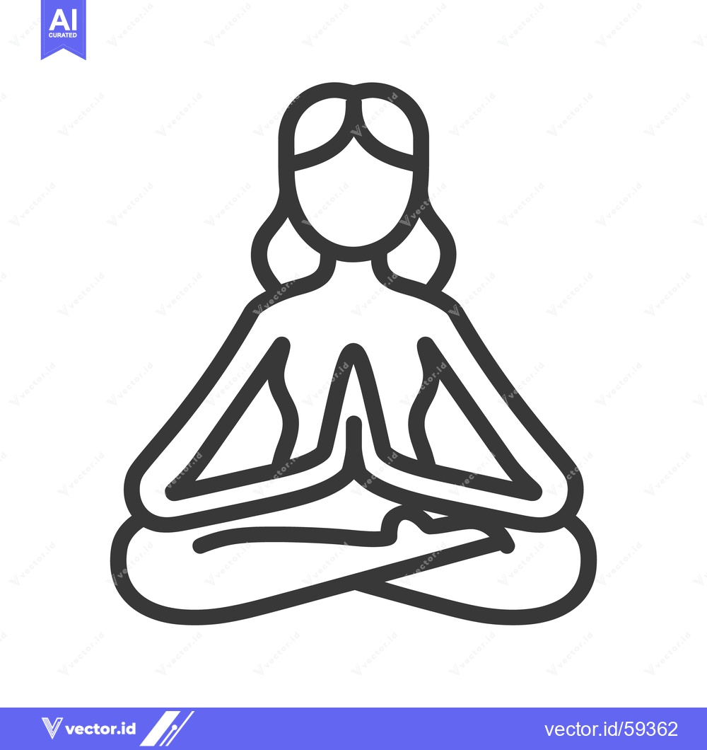 Premium Vector of A simple line illustration depicting a person meditating in a lotus po