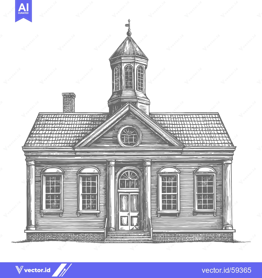 Premium Vector dari Detailed vintage illustration depicting a classic building with a towe
