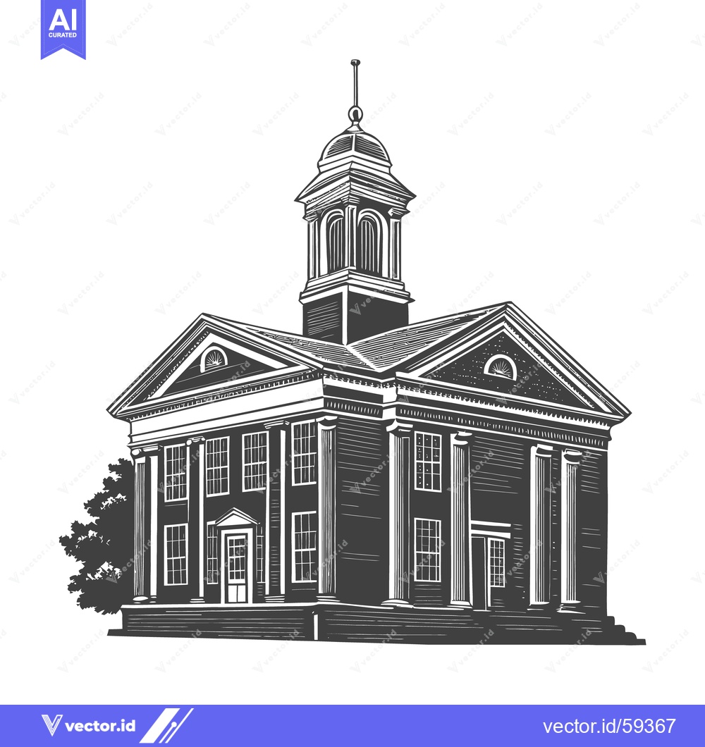 Premium Vector dari A monochrome illustration of a classical style building structure