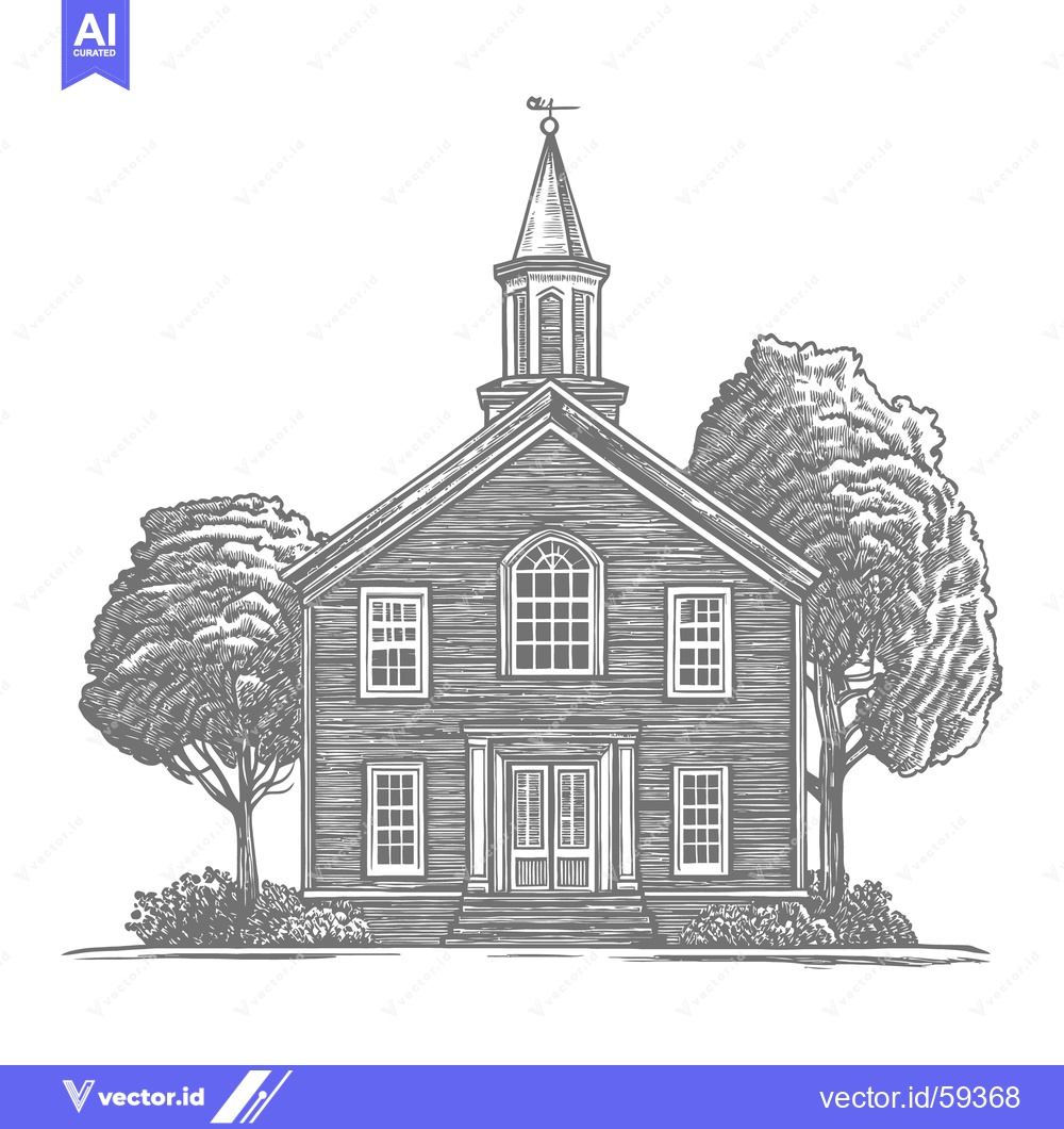 Premium Vector dari An illustration shows a historic building surrounded by trees and gree
