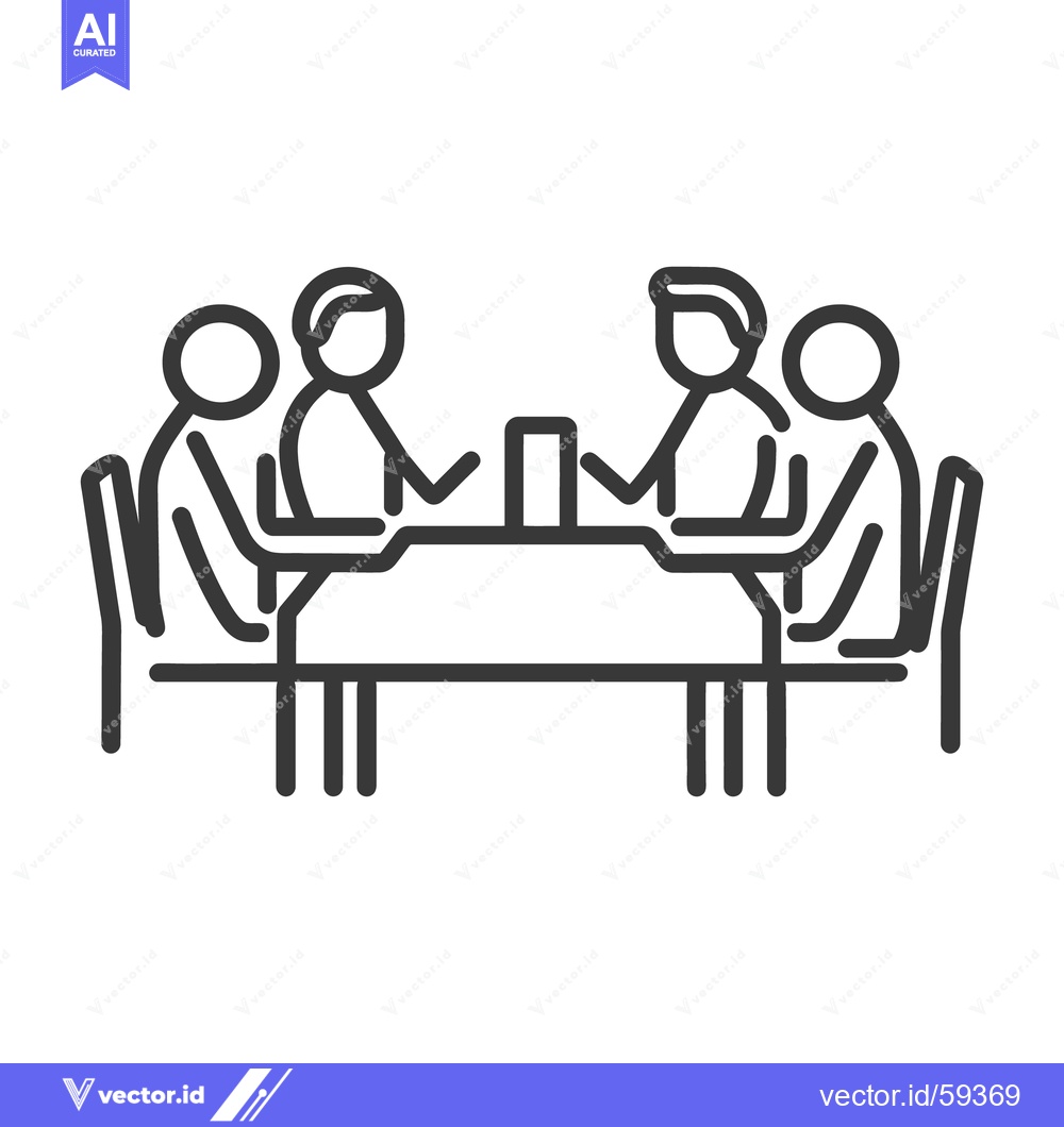 Premium Vector dari Four Simple People Sitting Around A Rectangular Table