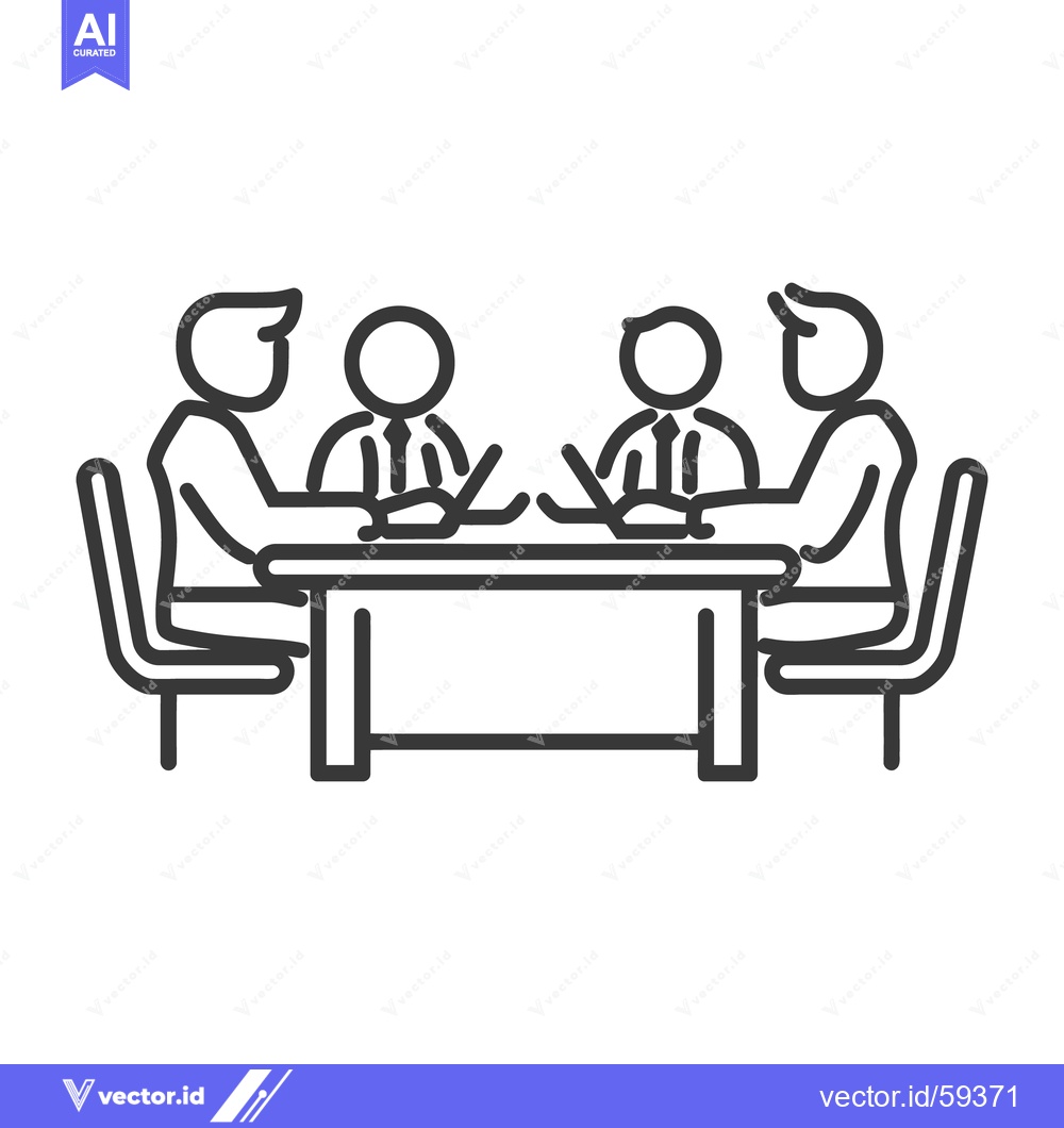 Premium Vector dari Four people sit around a table during a formal meeting