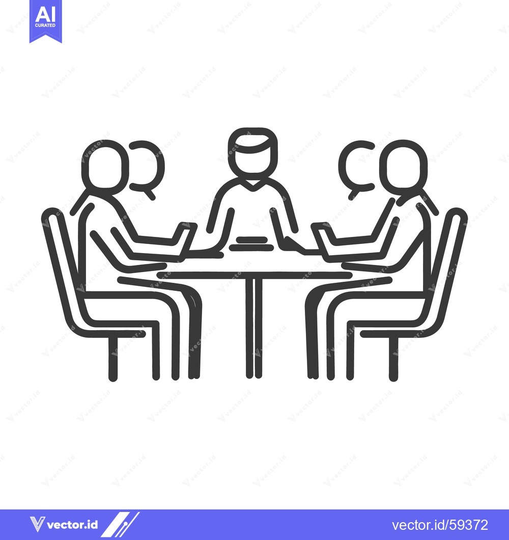 Premium Vector of A group of people are seated around a table discussing ideas
