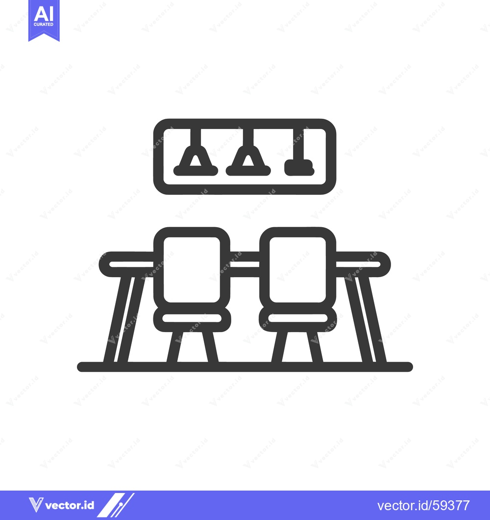 Premium Vector dari Minimalist Icon of Table with Chairs and Lighting Fixture