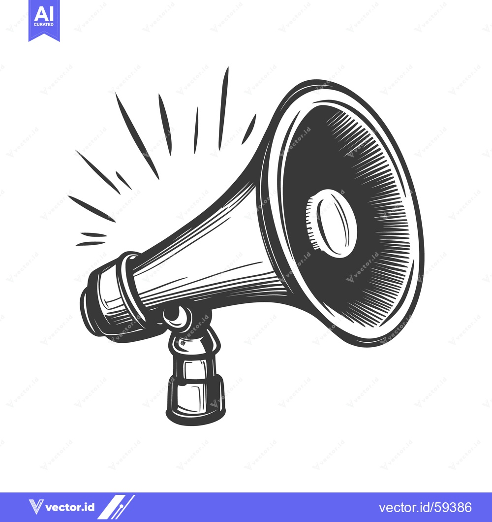 Premium Vector dari A retro drawing of a megaphone with sound lines
