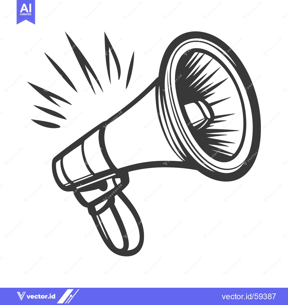 Premium Vector of A black and white drawing of a vintage megaphone