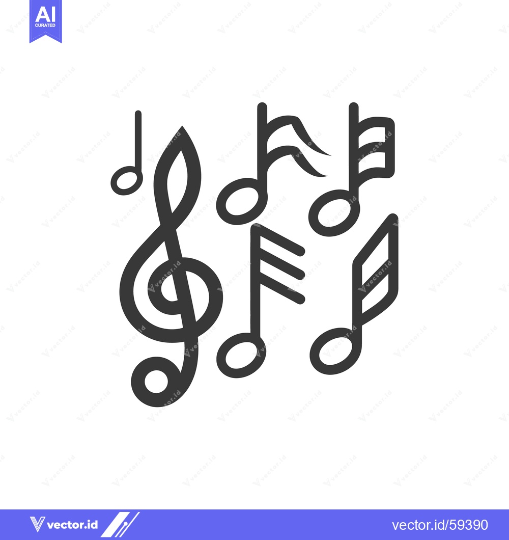 Premium Vector dari A collection of black musical notes and a treble clef
