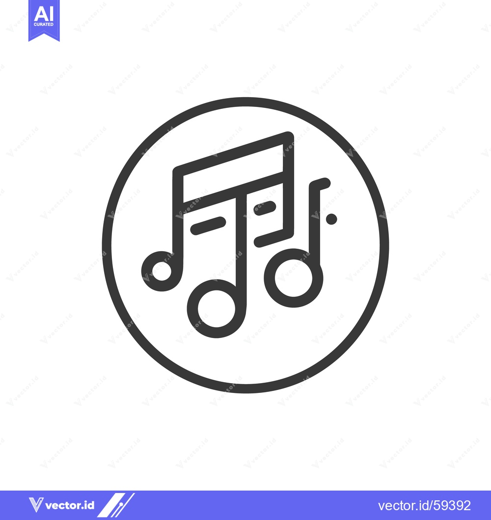 Premium Vector of Black and white musical notes icon inside a circle