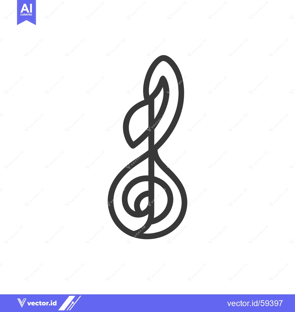 Premium Vector dari A Single Black Treble Clef Symbol Isolated on White Background