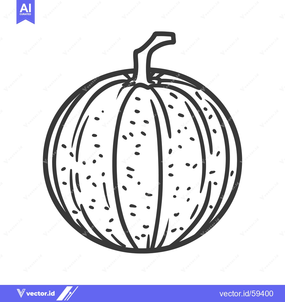Premium Vector of A black and white line drawing illustration of a pumpkin