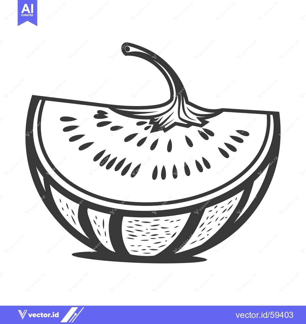 Premium Vector dari Simple black and white illustration depicting a piece of fruit