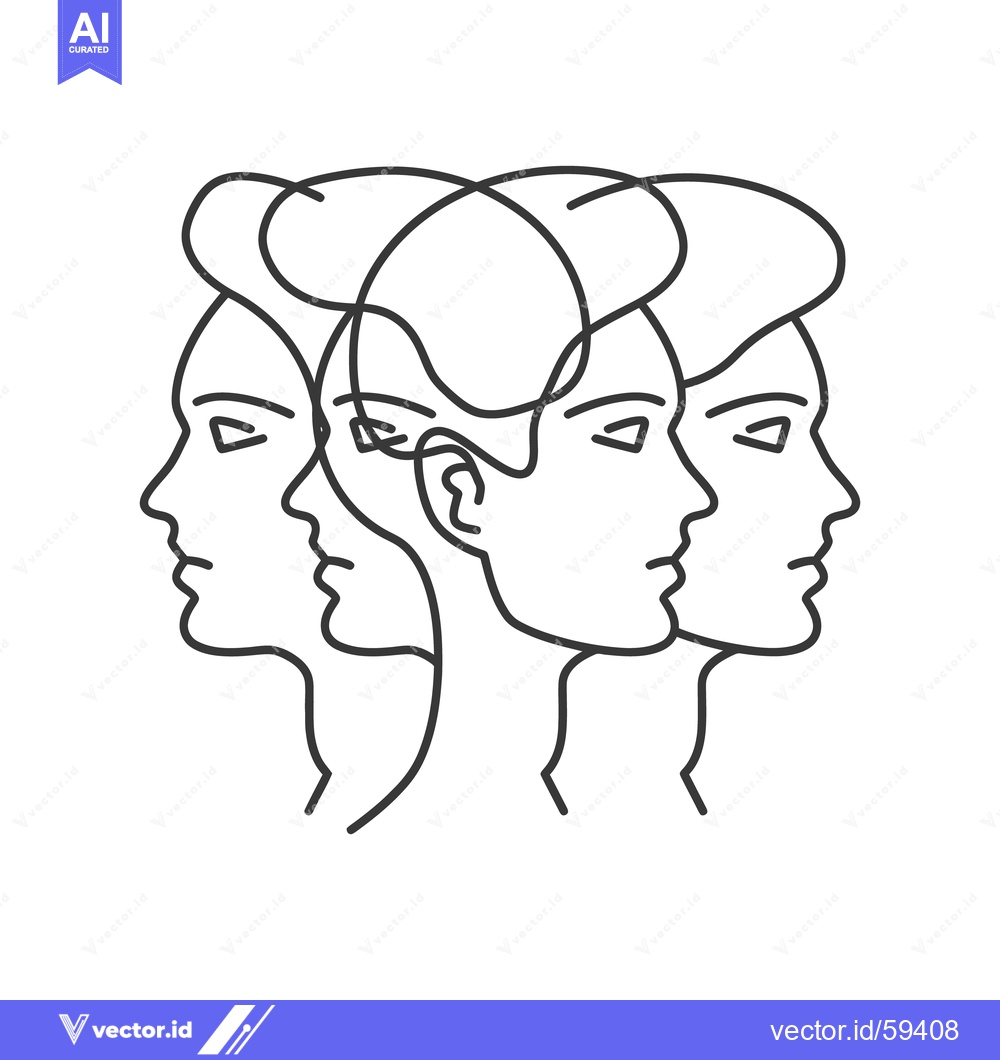 Premium Vector dari Outline drawing depicting several overlapping human face profiles toge