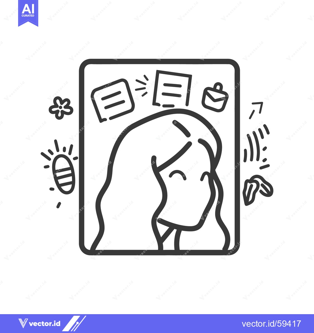 Premium Vector dari A person surrounded by items inside a simple outlined frame