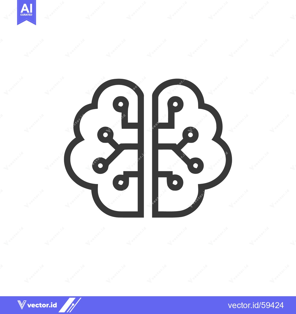 Premium Vector dari Minimalist Brain Circuit Icon: Neural Network, Artificial Intelligence