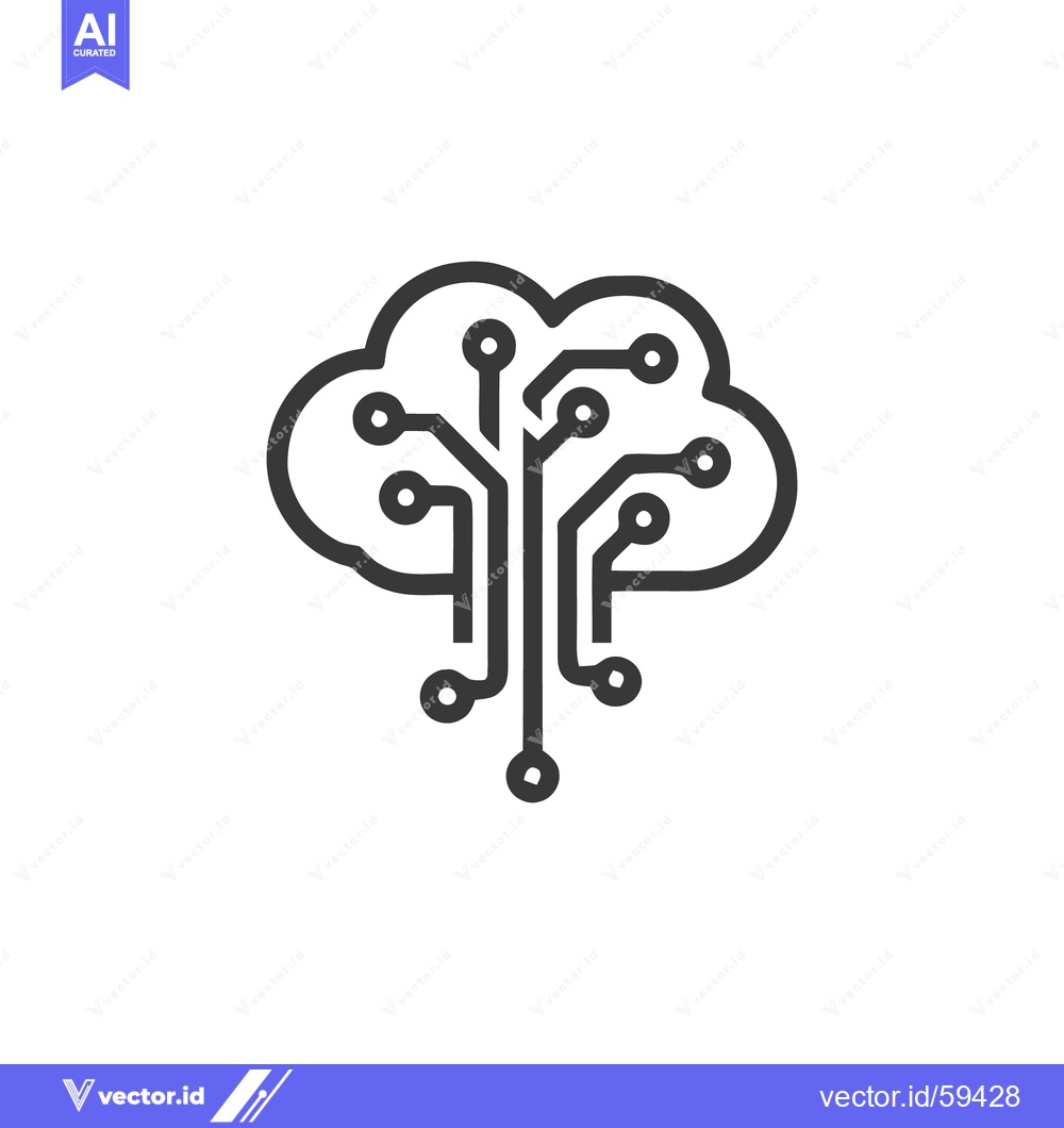 Premium Vector dari Digital Cloud Tree: Minimalist Tech Icon with Circuit Branches and Nod