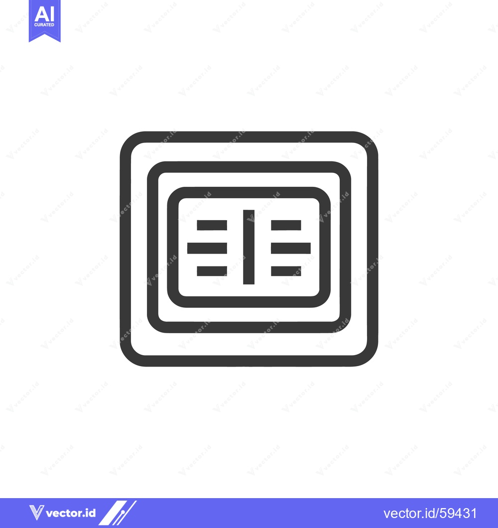 Premium Vector of Minimalist CPU Icon: Geometric Design with Rounded Square and Horizont