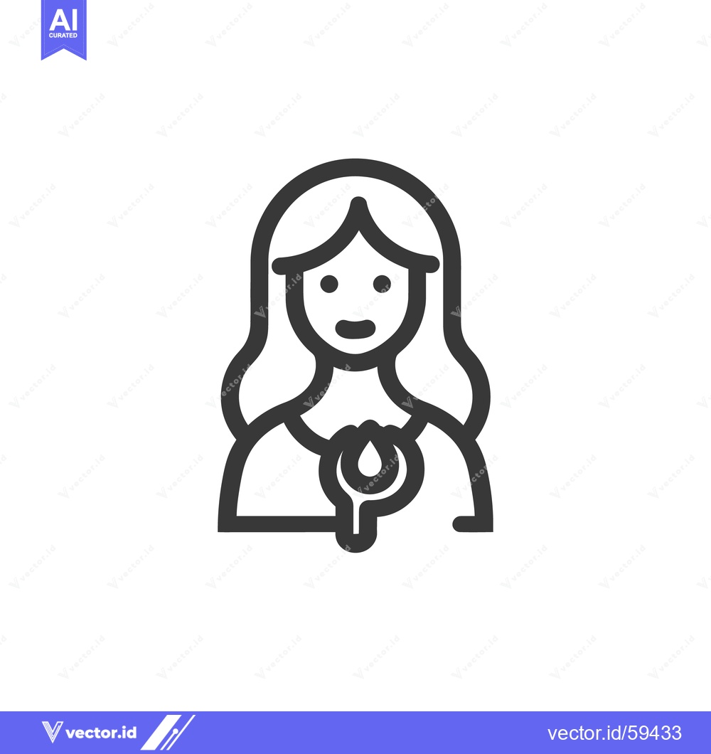Premium Vector dari Woman Holding Heart Icon: Minimalist Line Art Symbolizing Love and Car