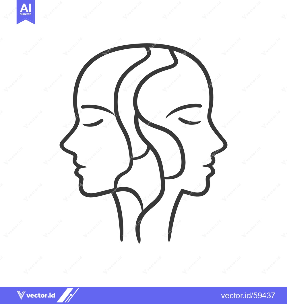 Premium Vector of Outlined silhouette of two female profiles facing opposite directions