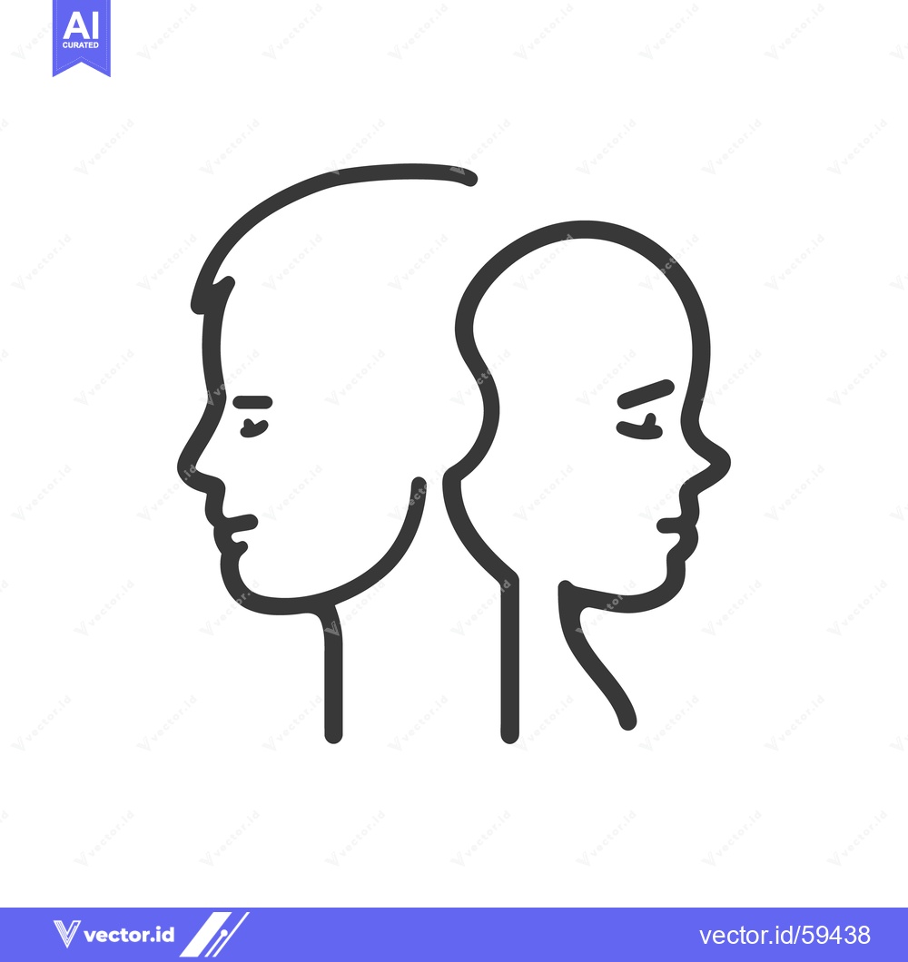 Premium Vector of Two human profiles facing away from each other with similar features