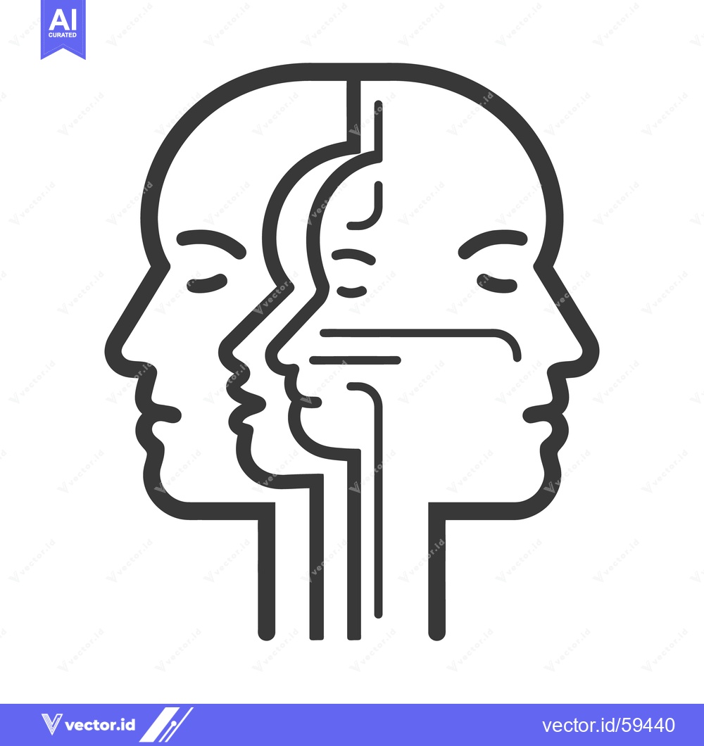 Premium Vector of Three stylized human heads facing each other in a line