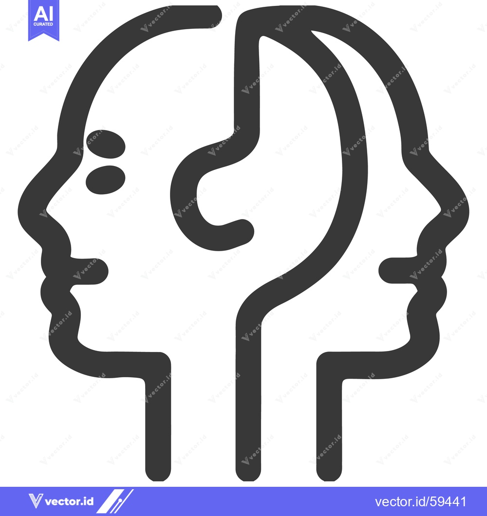 Premium Vector dari Two human heads and a question mark are joined together