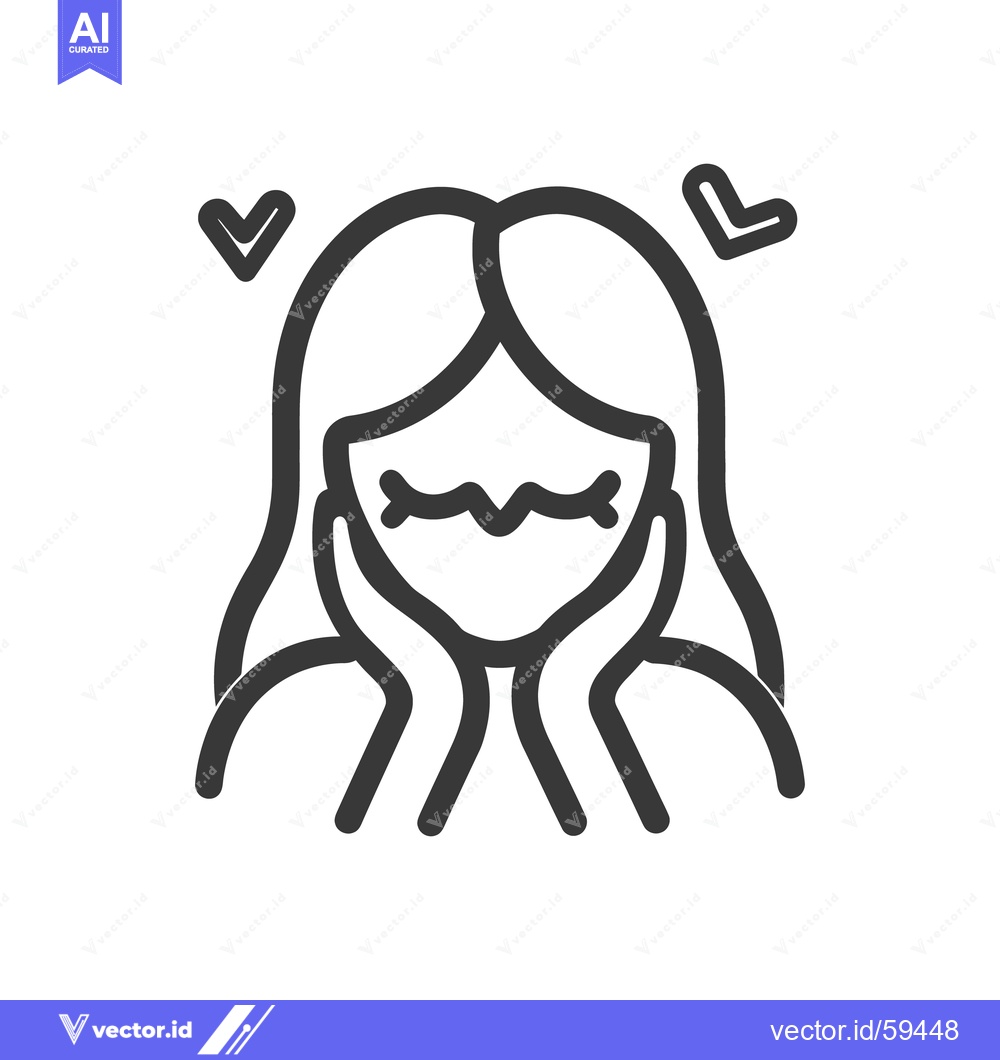 Premium Vector dari A smiling cartoon woman surrounded by two heart shaped symbols