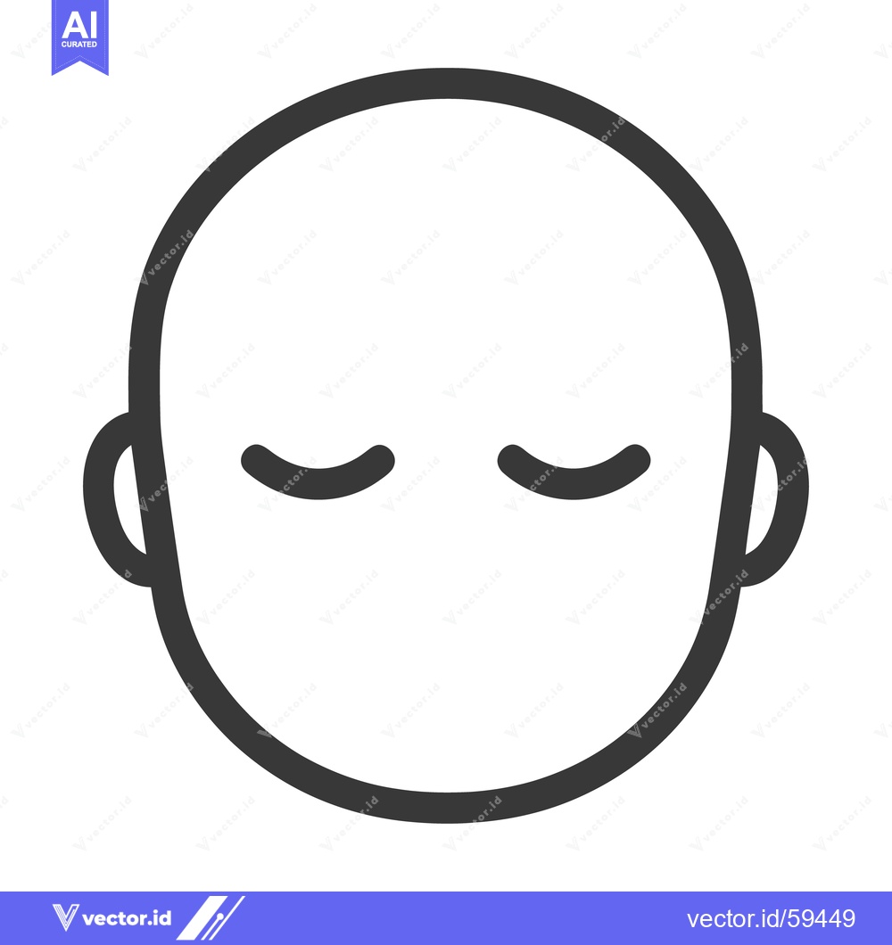 Premium Vector dari A simple monochrome outline of a human face with closed eyes