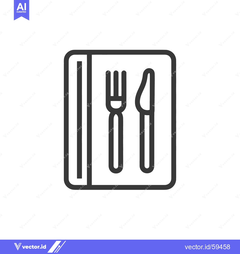 Premium Vector of Minimalist Cutlery Icon: Fork, Knife, and Plate Outline Design