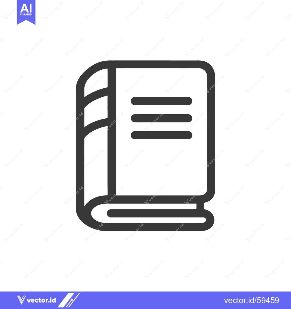 Premium Vector of Simple Book Icon: Bold Outline, Three Lines, Education Symbol