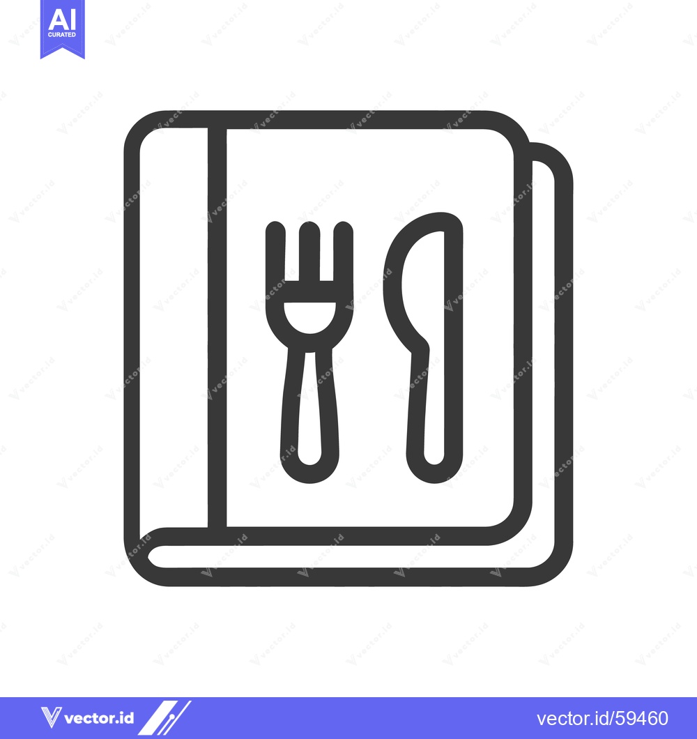 Premium Vector dari Recipe Book Icon with Fork and Knife, Minimalist Design