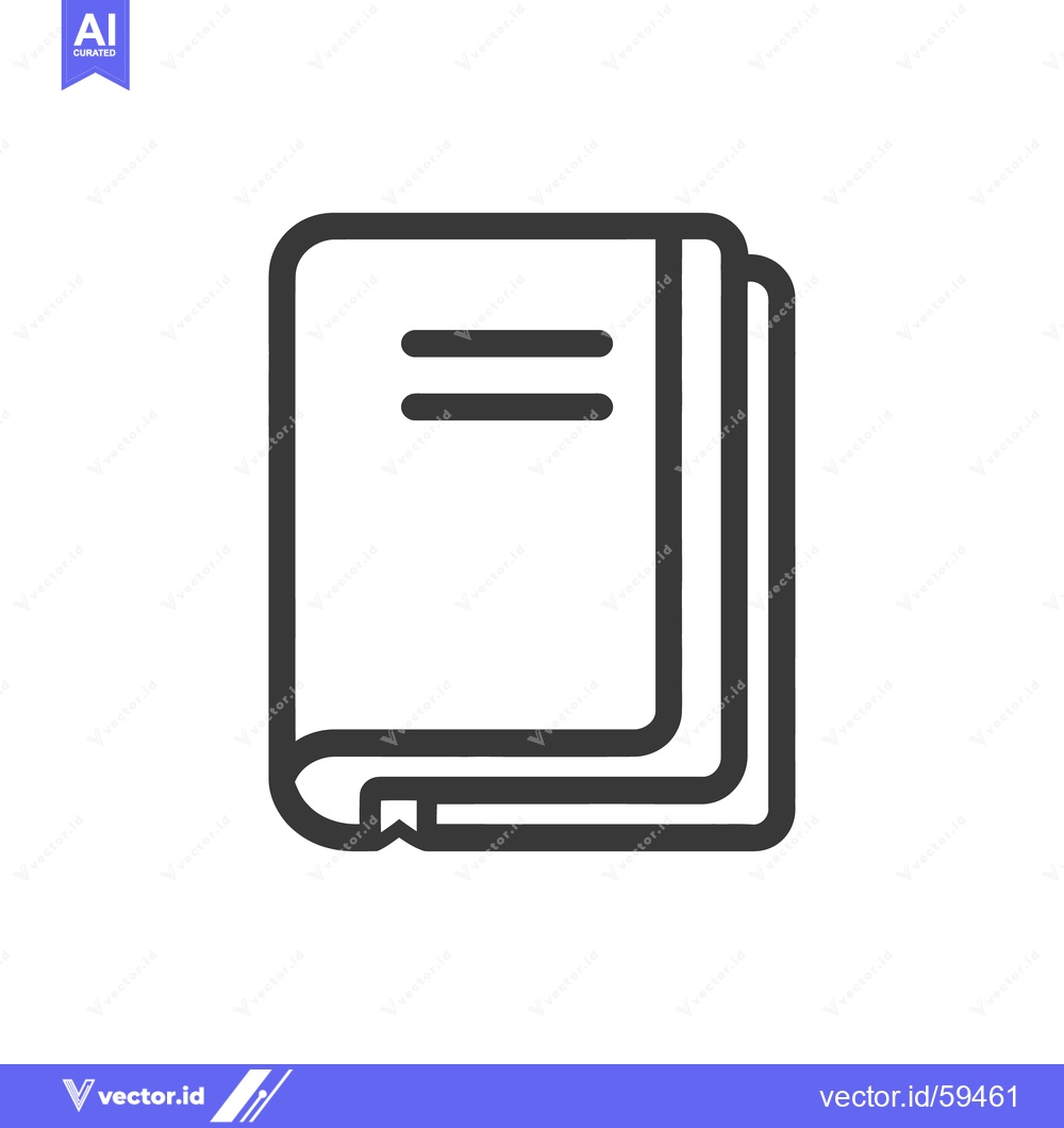 Premium Vector dari Minimalist Book Icon with Rounded Edges and Two Lines