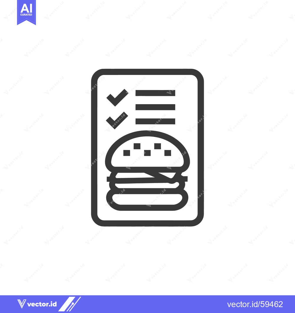 Premium Vector of Burger Order Checklist Icon: Minimalist Design, Food Service, Fast Foo