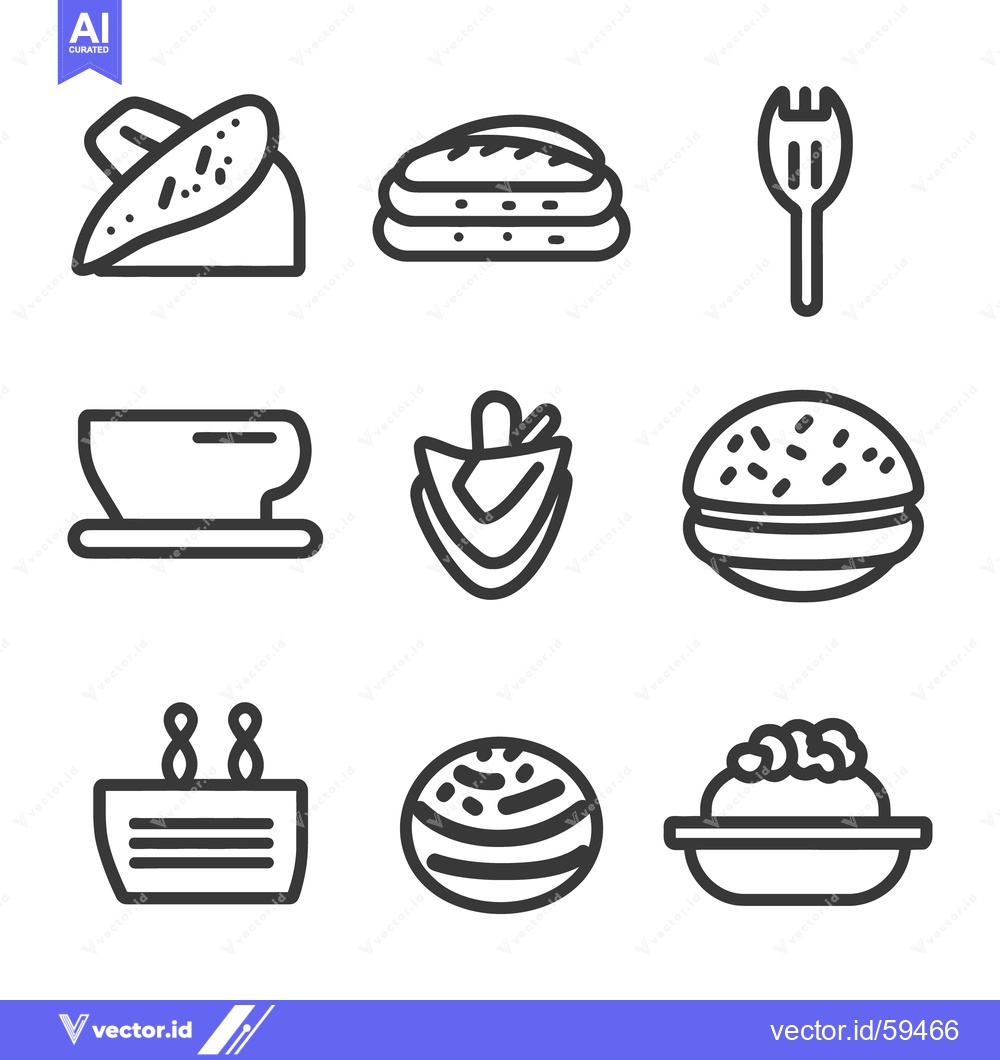 Premium Vector dari An illustration presenting various line icons of food and beverages