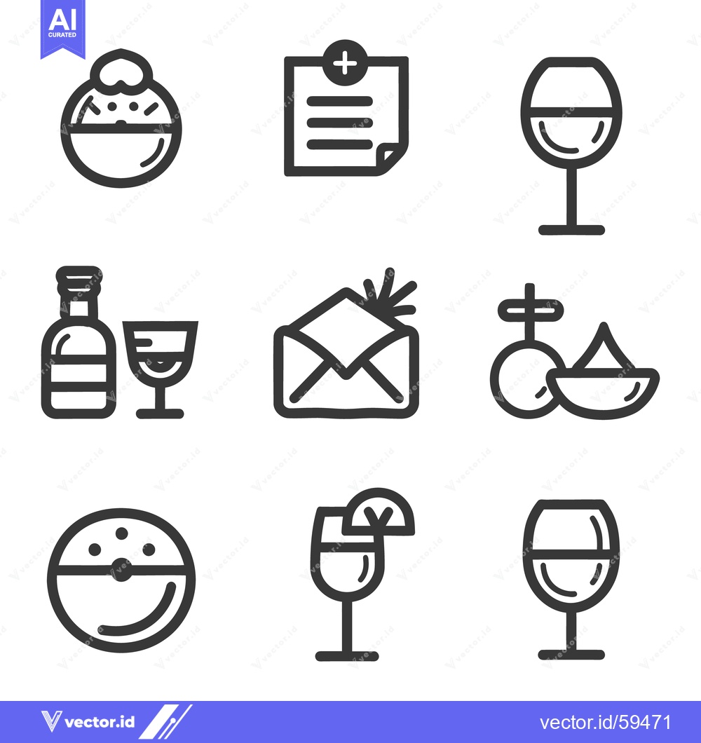 Premium Vector dari Several black and white vector illustrations depicting varied objects