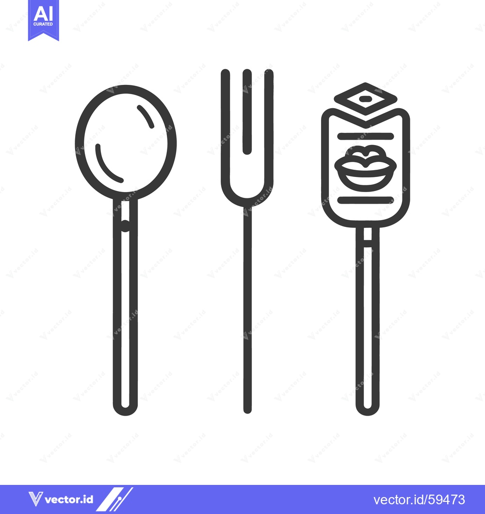 Premium Vector of A spoon a fork and a stylized beauty tool are shown