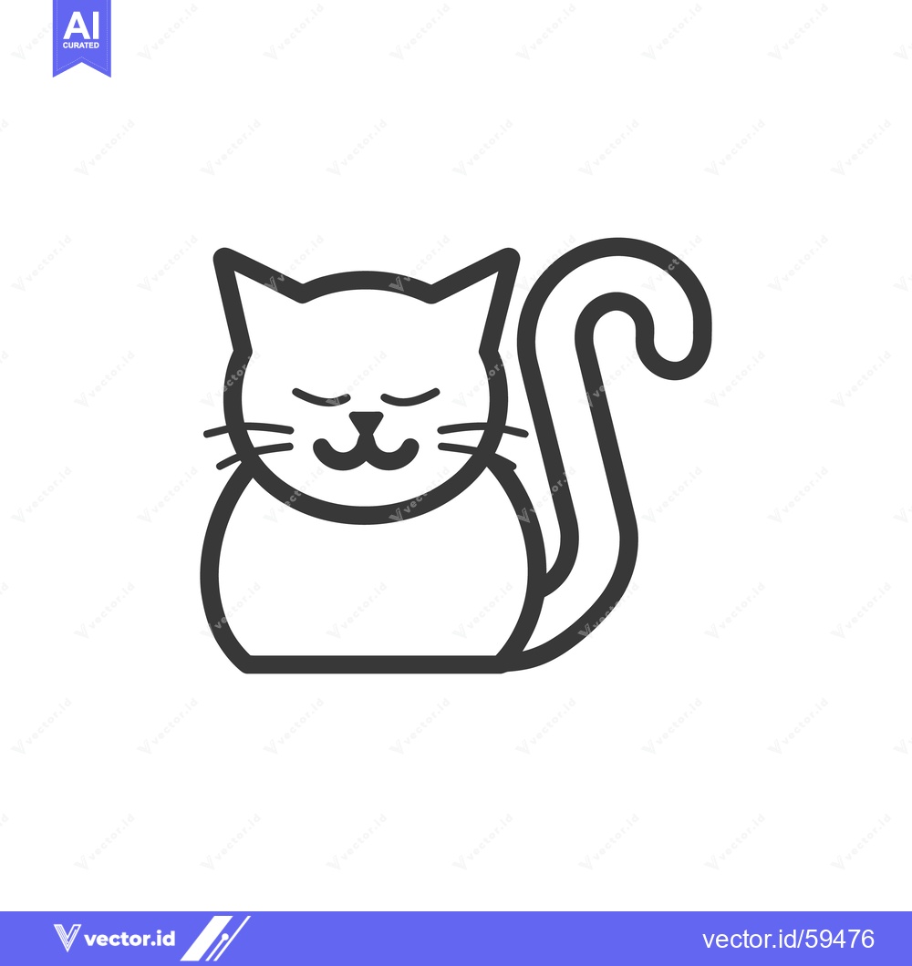 Premium Vector of A Simple Outline Drawing Depicting a Relaxed Domestic Cat
