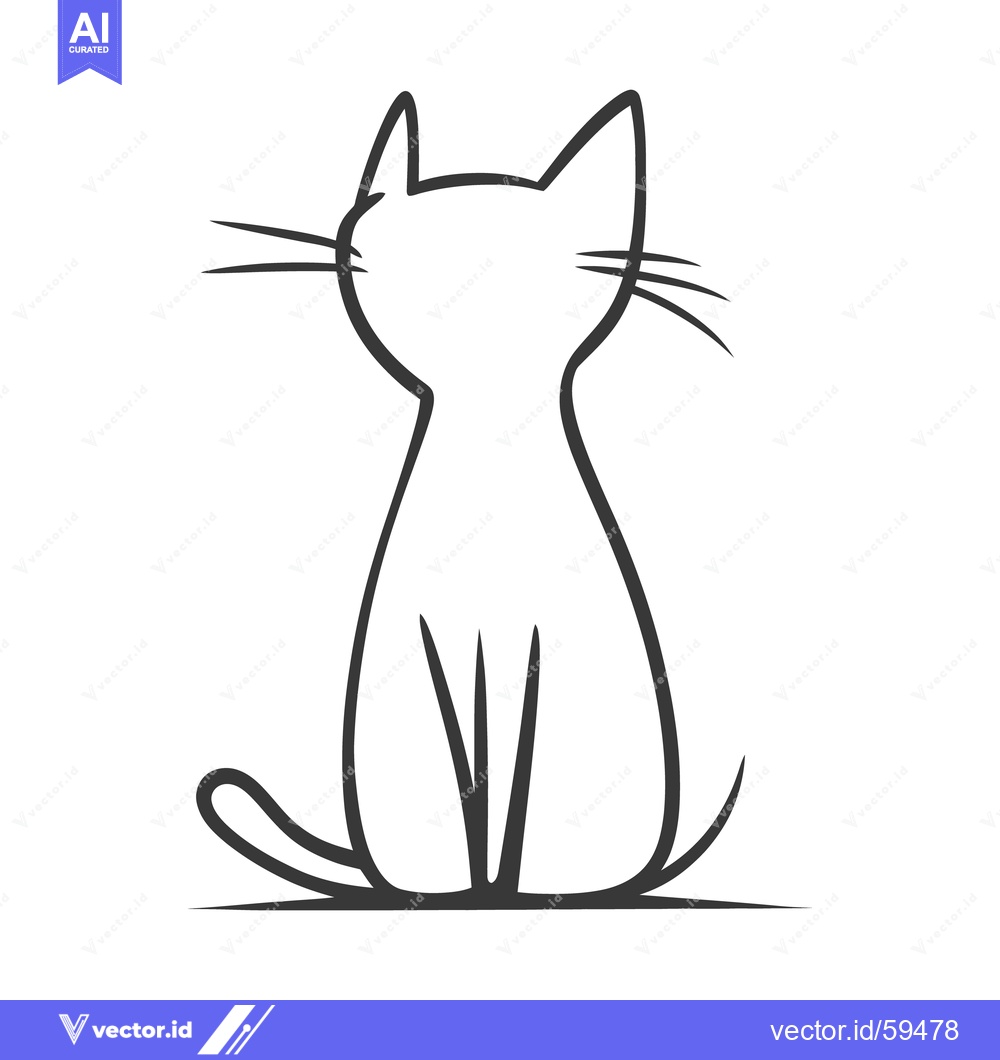 Premium Vector of A simple outlined illustration of a cat sitting still