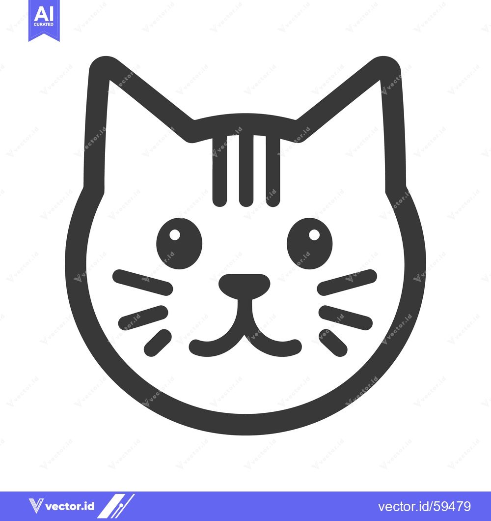 Premium Vector of A simplified graphic depiction of a cat face illustration