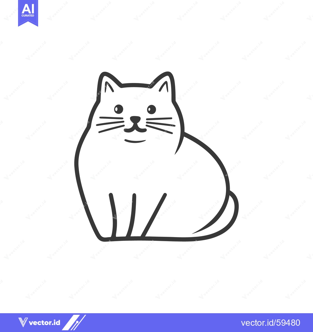 Premium Vector dari A simplified illustration showing a white cat in sitting position