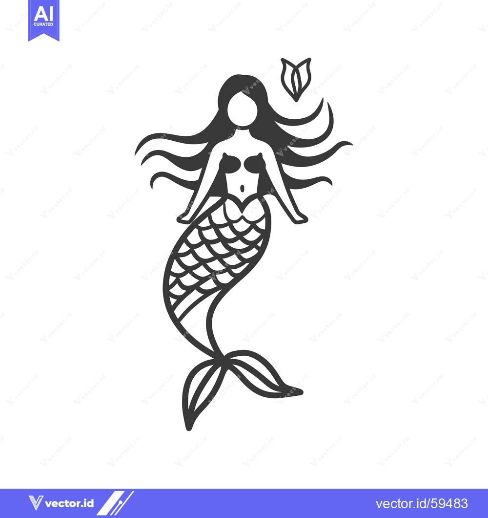 Premium Vector of A simplistic illustration of a beautiful mythical mermaid