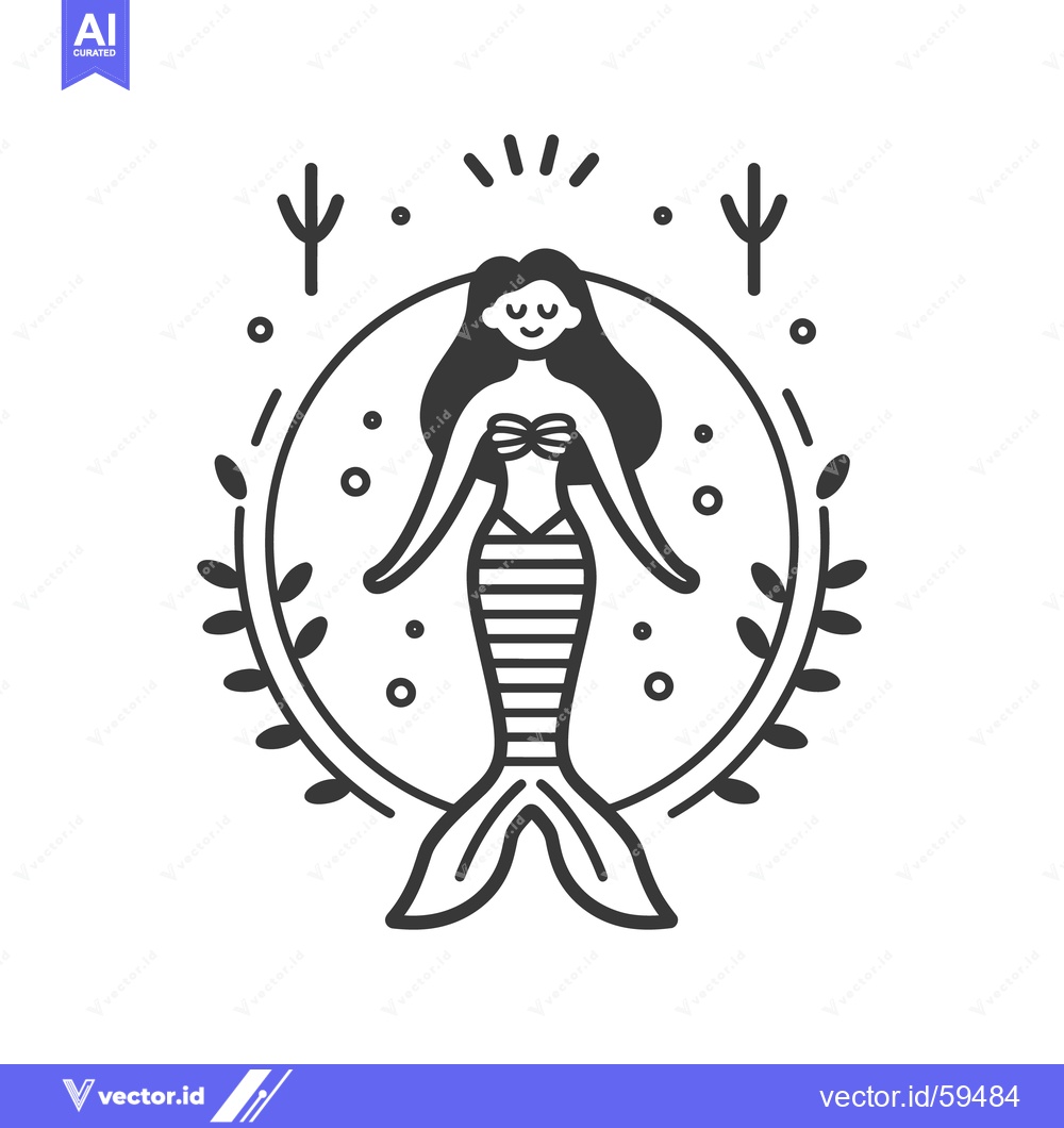 Premium Vector of A stylized illustration of a charming mermaid smiling cheerfully