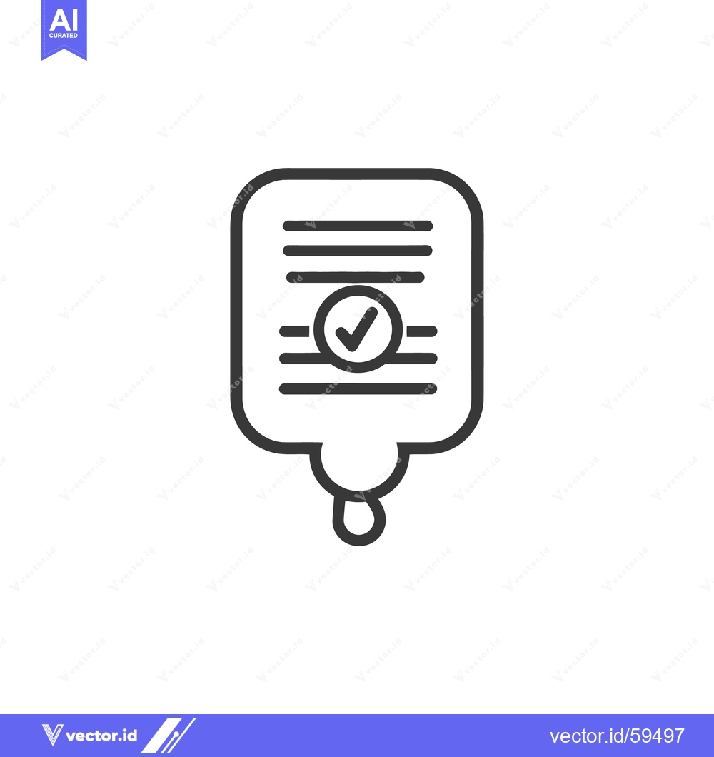 Premium Vector dari An intravenous drip bag icon with a checkmark indicating completion