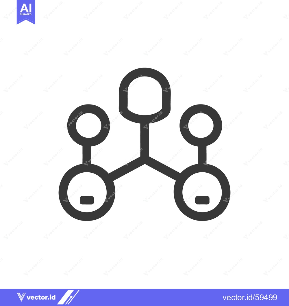 Premium Vector dari Network Connection Icon: Minimalist Design with Three Nodes