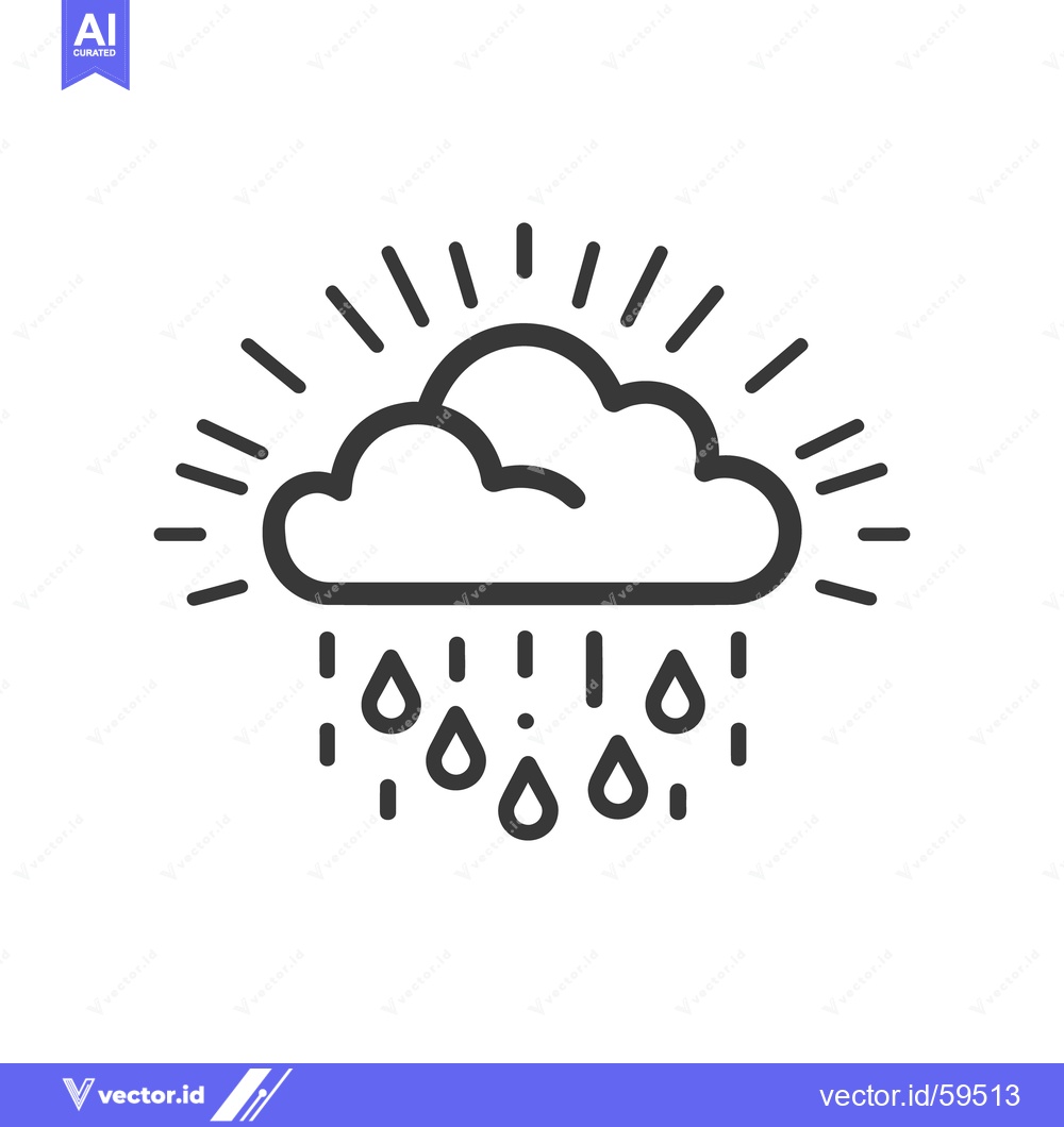 Premium Vector dari Black and white simple illustration of a rainy cloud symbol