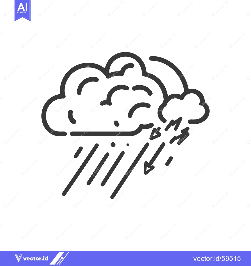 Premium Vector dari A black and white illustration of a rainstorm with lightning