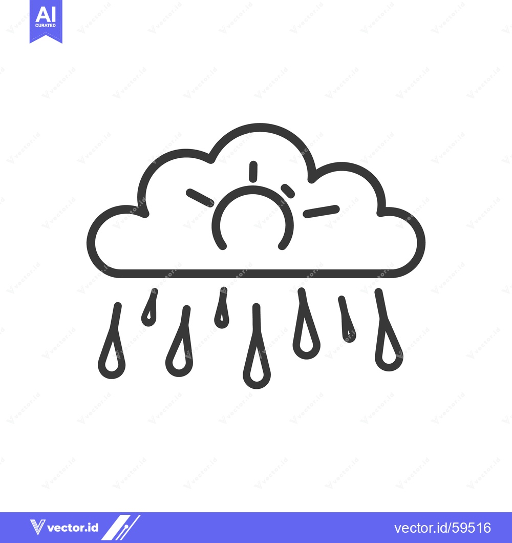 Premium Vector dari The illustration depicts rain falling from behind a cloud and sun