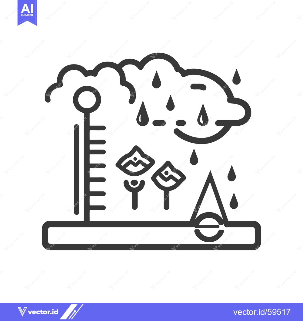 Premium Vector dari Depiction of rain cloud temperature measuring plants and ground