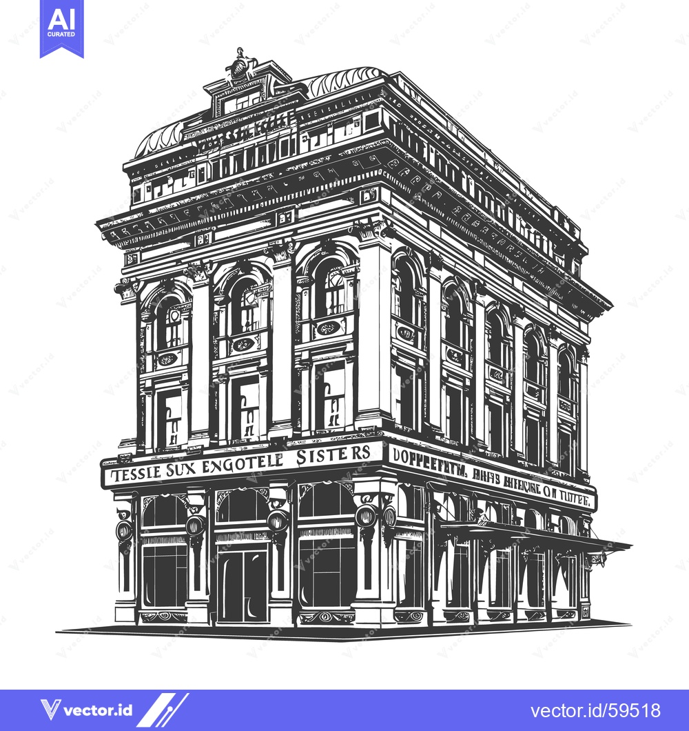 Premium Vector dari A detailed and ornate black and white building illustration
