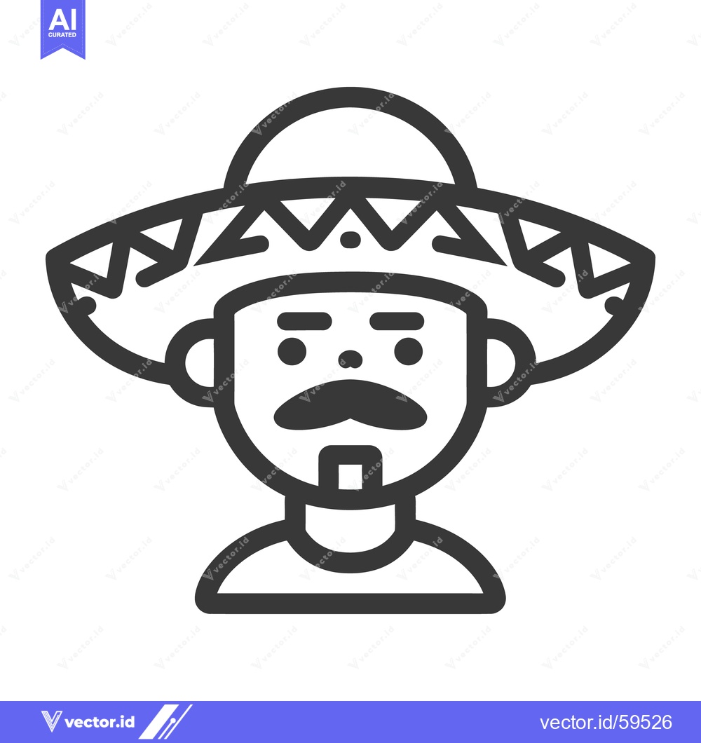 Premium Vector dari A minimalist graphic illustration of a man wearing a large hat